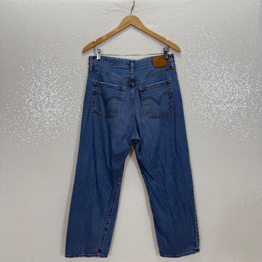 Levi’s Premium Ribcage Straight Ankle Jeans Women’s 31 High Rise Distressed Blue - Picture 9 of 14